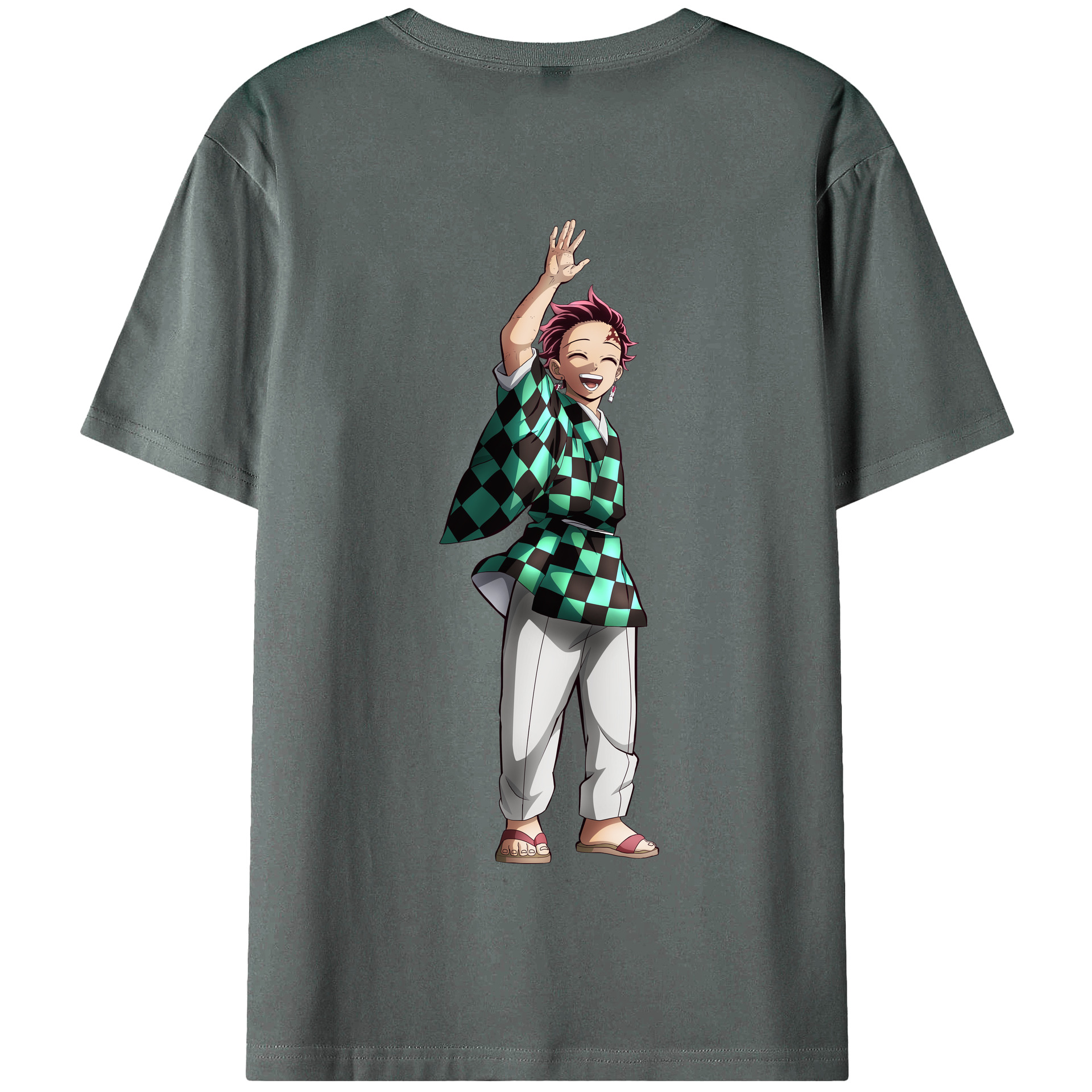 （画像用） 鬼滅の刃 竈門 炭治郎／かまど たんじろう Kamado Tanjirou 綿100％半袖Tシャツ（背面プリント）
